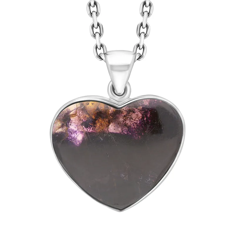 Sterling Silver Blue John Heart Pendant Necklace D