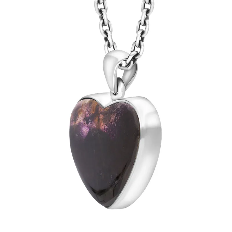 Sterling Silver Blue John Heart Pendant Necklace D