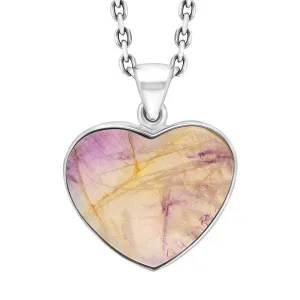 Sterling Silver Blue John Heart Pendant Necklace D