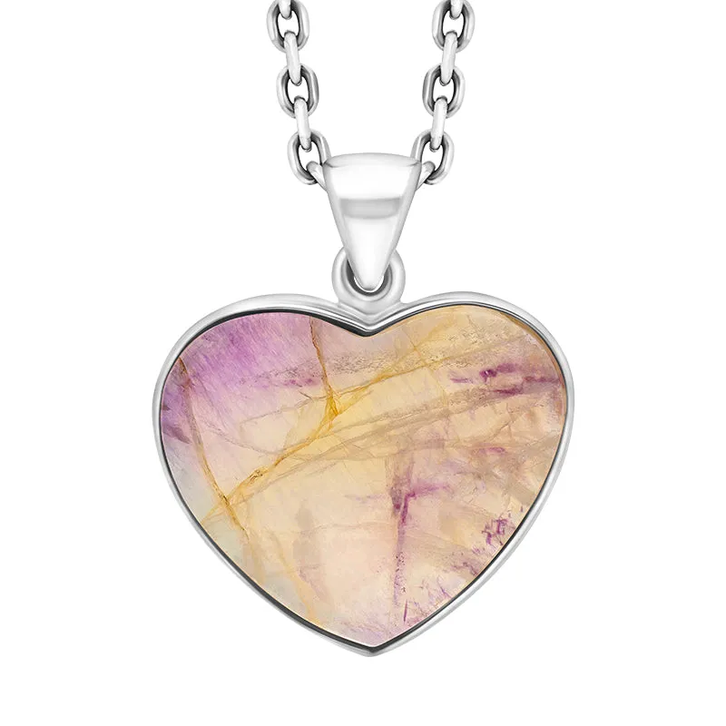 Sterling Silver Blue John Heart Pendant Necklace D