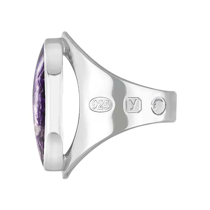 Sterling Silver Blue John King's Coronation Hallmark Medium Oval Ring D