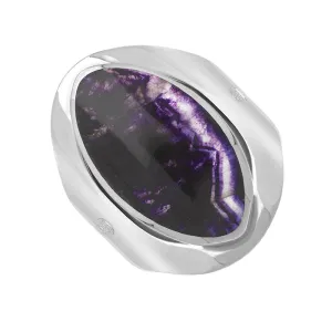 Sterling Silver Blue John King's Coronation Hallmark Medium Oval Ring D