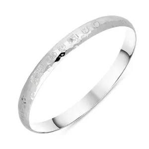 Sterling Silver King's Coronation Hallmark 8mm Hammered Bangle D
