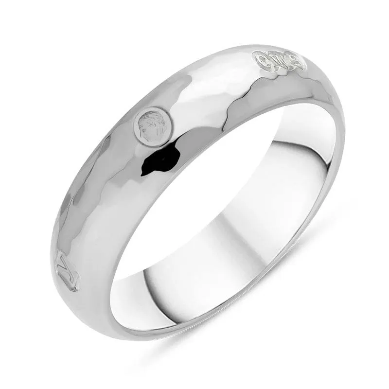 Sterling Silver King's Coronation Hallmark Hammered 6mm Ring D