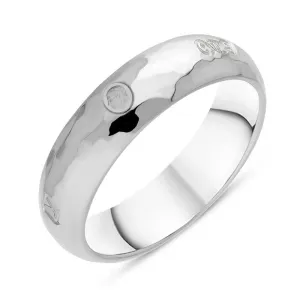 Sterling Silver King's Coronation Hallmark Hammered 6mm Ring D