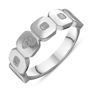 Sterling Silver King's Coronation Hallmark Round Cushion Ring D