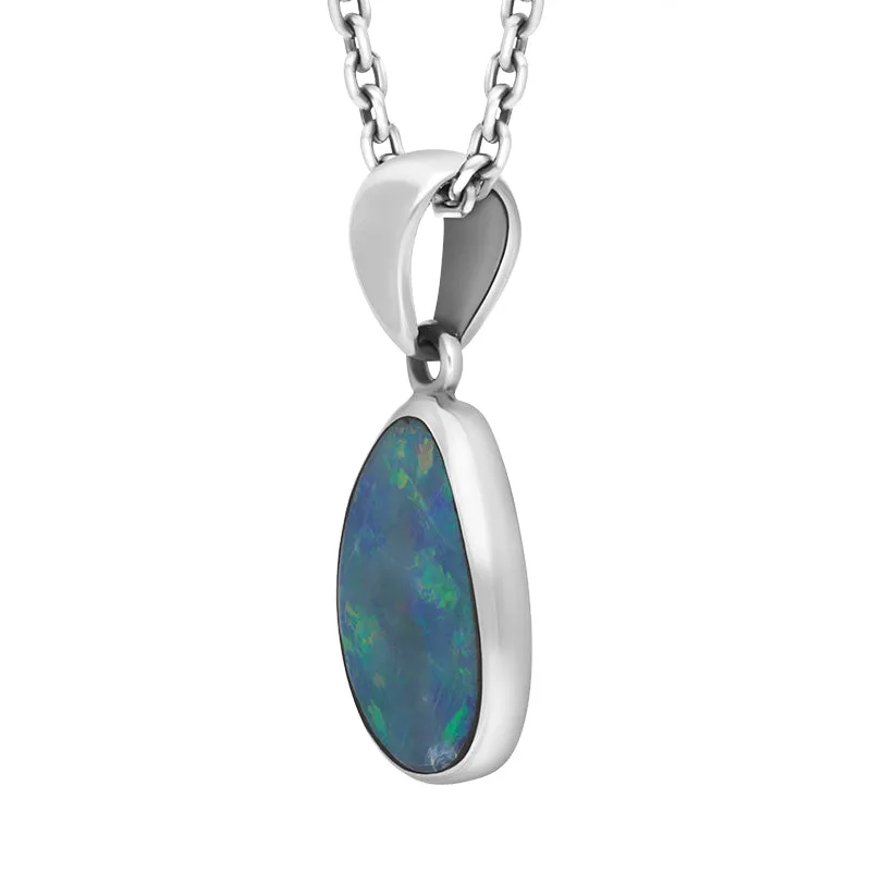 Sterling Silver Opal Doublet Abstract Necklace D