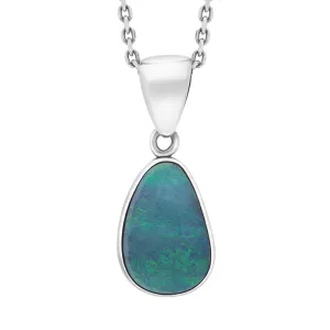 Sterling Silver Opal Doublet Abstract Necklace D