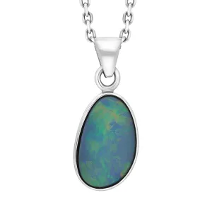 Sterling Silver Opal Doublet Abstract Necklace D
