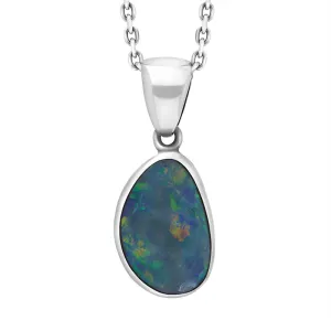 Sterling Silver Opal Doublet Abstract Necklace D