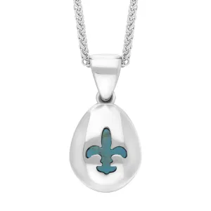 Sterling Silver Turquoise Fleur De Lis Pear Shape Necklace