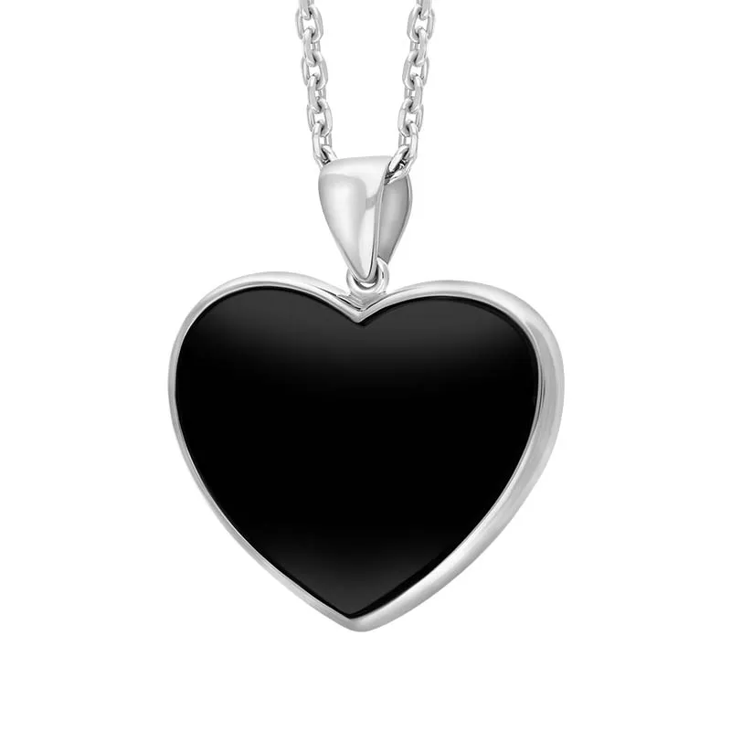Sterling Silver Whitby Jet Chunky Heart Necklace