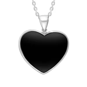 Sterling Silver Whitby Jet Chunky Heart Necklace