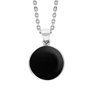 Sterling Silver Whitby Jet Plain Round Necklace