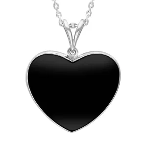 Sterling Silver Whitby Jet Split Bale Heart Necklace