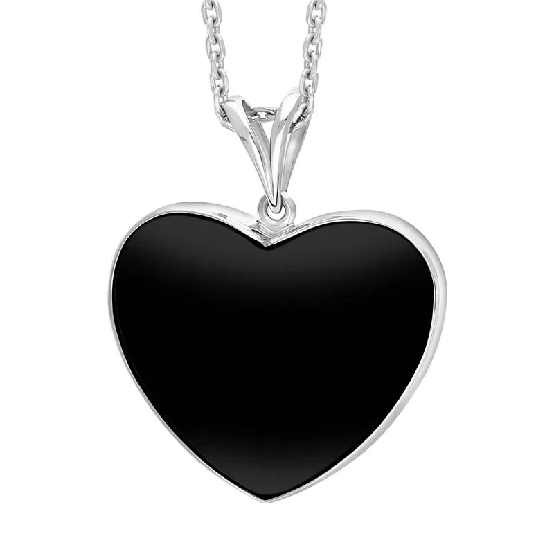 Sterling Silver Whitby Jet Split Bale Heart Necklace