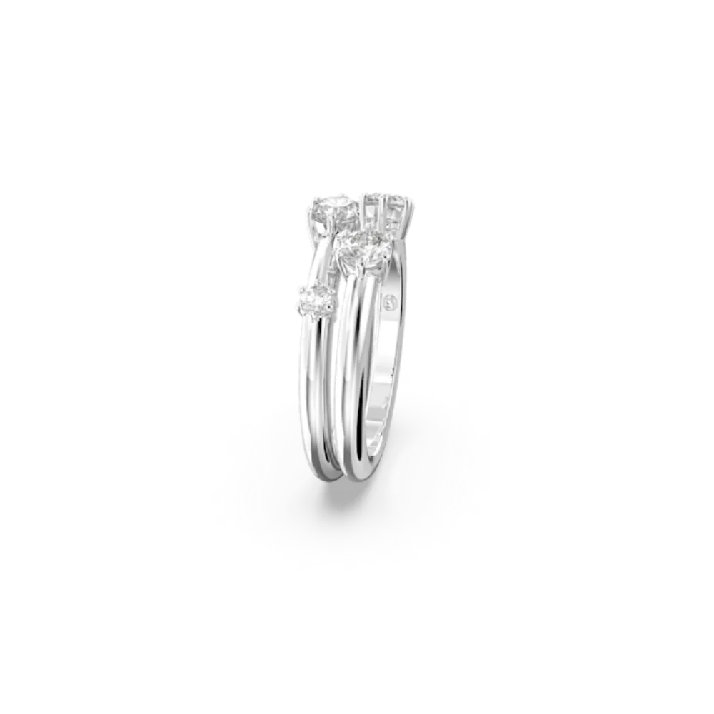 Swarovski Constella Ring Set (2), Round cut, White, Rhodium plated, 50
