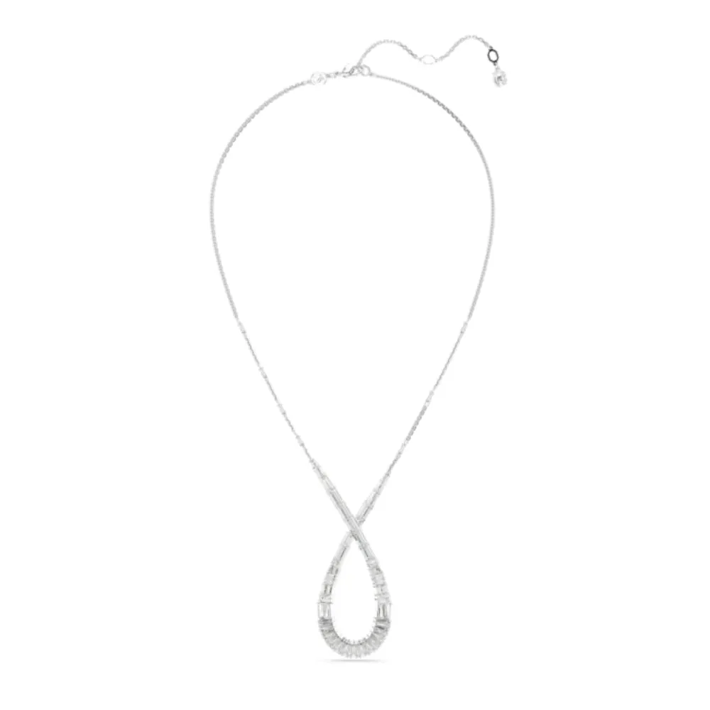 Swarovski Hyperbola pendant Mixed cuts, Infinity Necklace, White, Rhodium plated