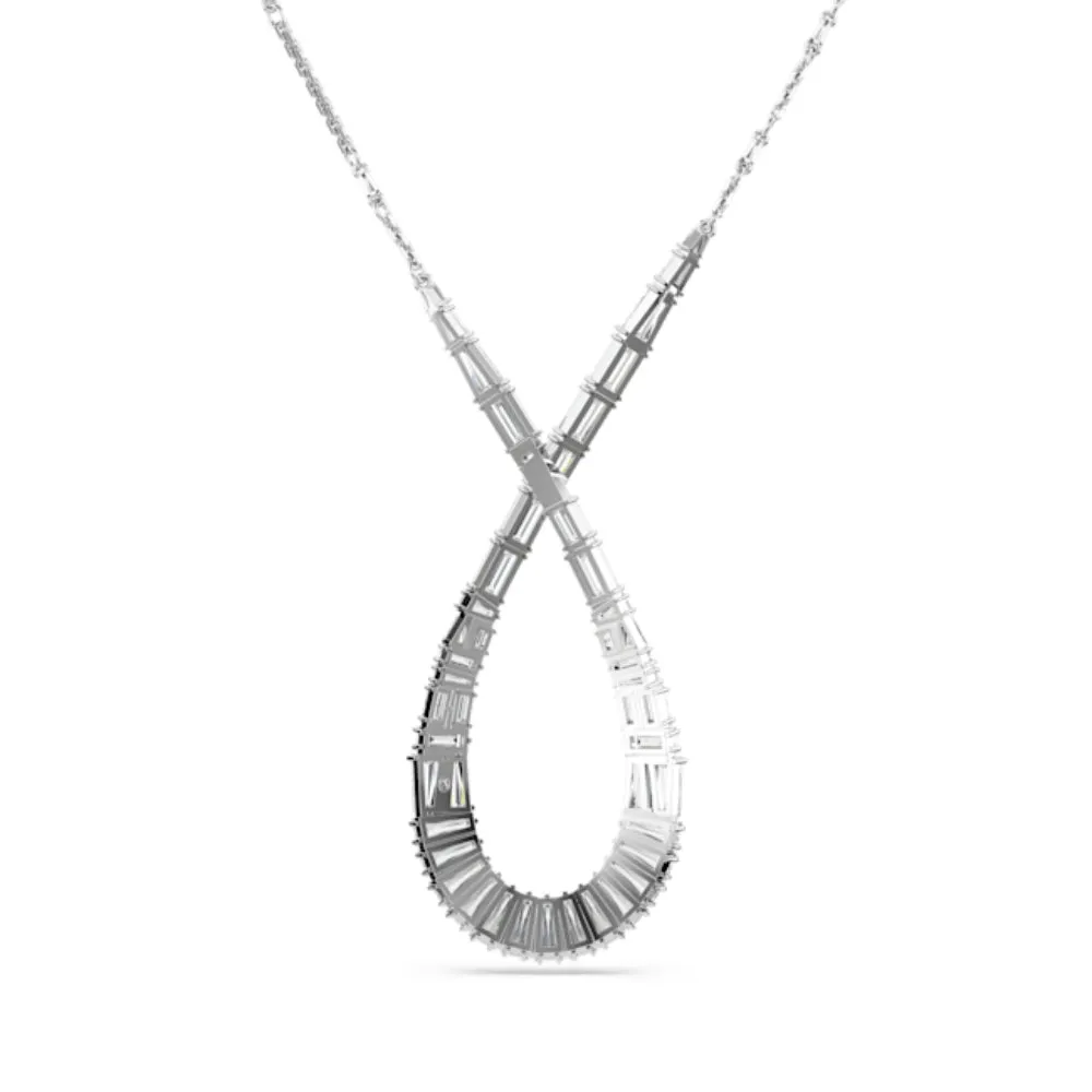 Swarovski Hyperbola pendant Mixed cuts, Infinity Necklace, White, Rhodium plated