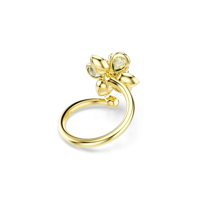 Swarovski Idyllia Open Ring Mixed Cuts Flower Green Gold-Tone Plated