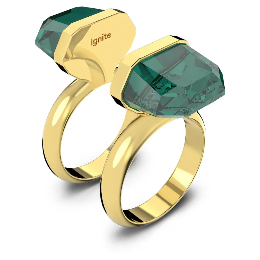 Swarovski Lucent Ring Magneticic Green Gold-tone plated 50