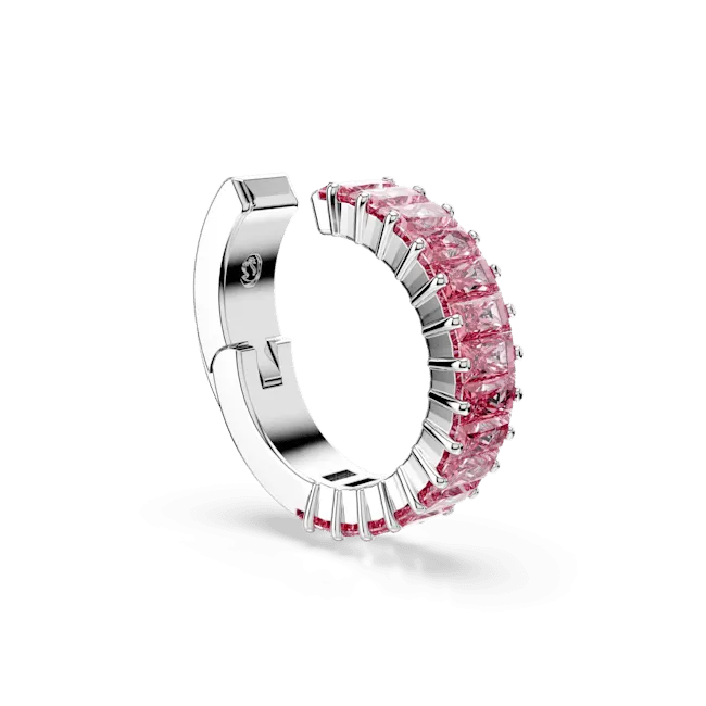 Swarovski Matrix Ear Cuffs Baguette cut Pink Rhodium plated