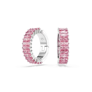 Swarovski Matrix Ear Cuffs Baguette cut Pink Rhodium plated