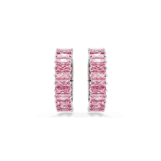 Swarovski Matrix Ear Cuffs Baguette cut Pink Rhodium plated