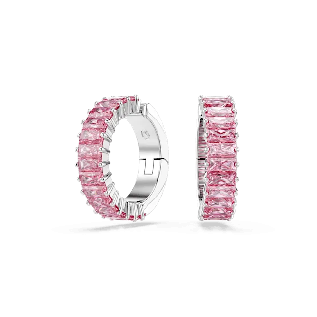 Swarovski Matrix Ear Cuffs Baguette cut Pink Rhodium plated