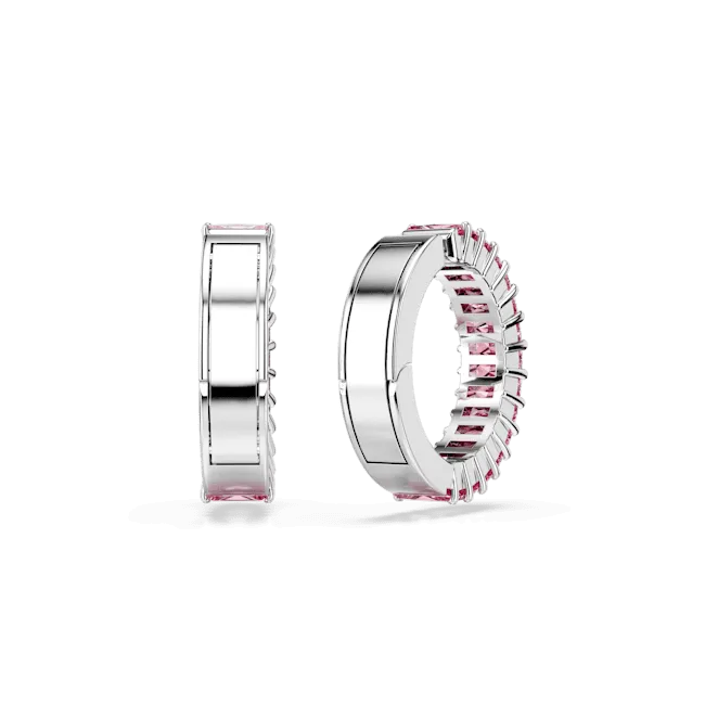 Swarovski Matrix Ear Cuffs Baguette cut Pink Rhodium plated