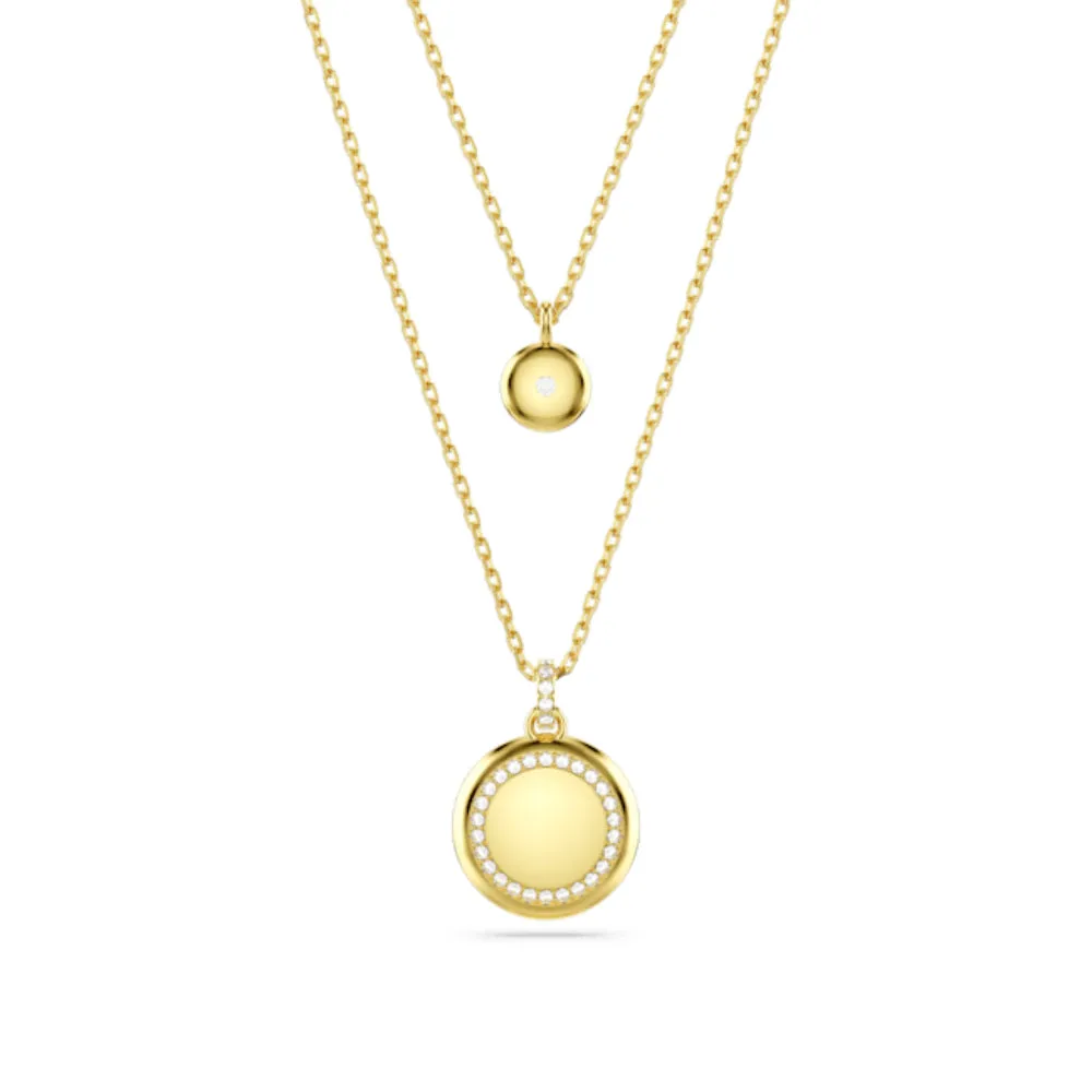 Swarovski Meteora layered pendant Necklace White, Rhodium plated