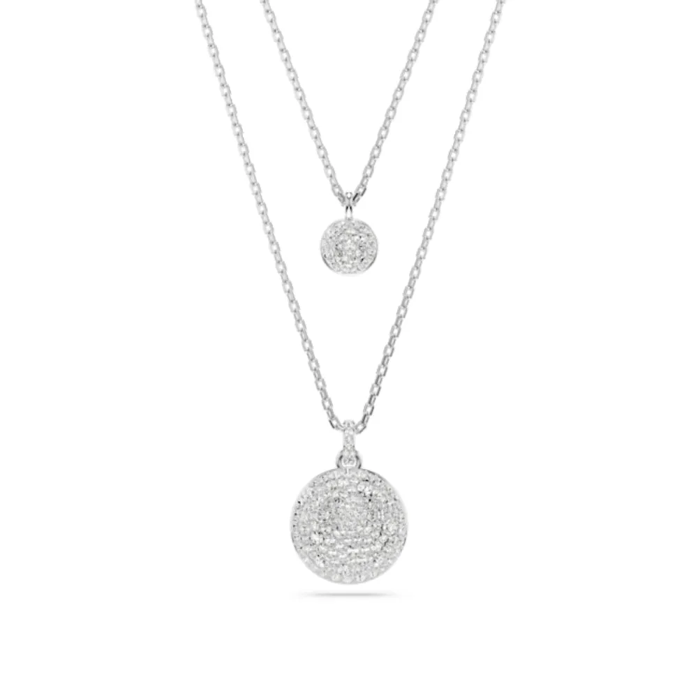 Swarovski Meteora layered pendant Necklace White, Rhodium plated