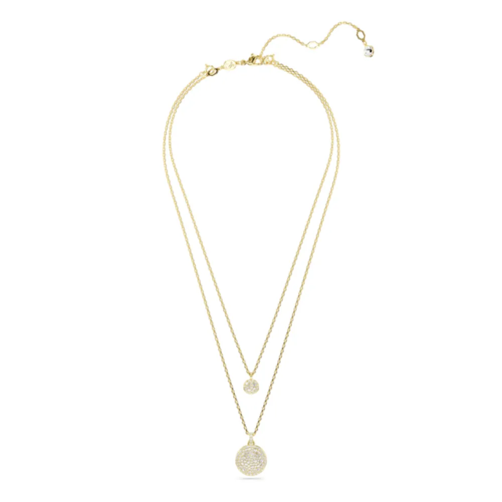 Swarovski Meteora layered pendant Necklace White, Rhodium plated