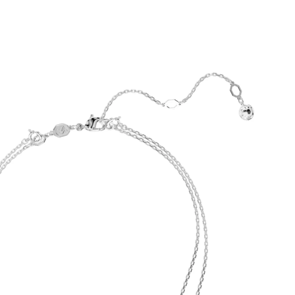 Swarovski Meteora layered pendant Necklace White, Rhodium plated