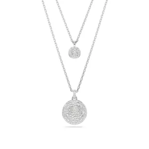 Swarovski Meteora layered pendant Necklace White, Rhodium plated