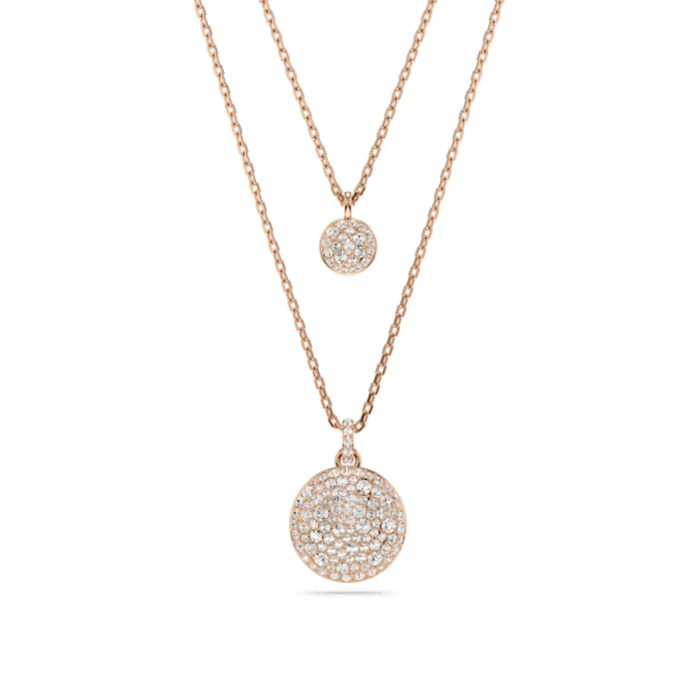 Swarovski Meteora layered pendant Necklace White, Rhodium plated