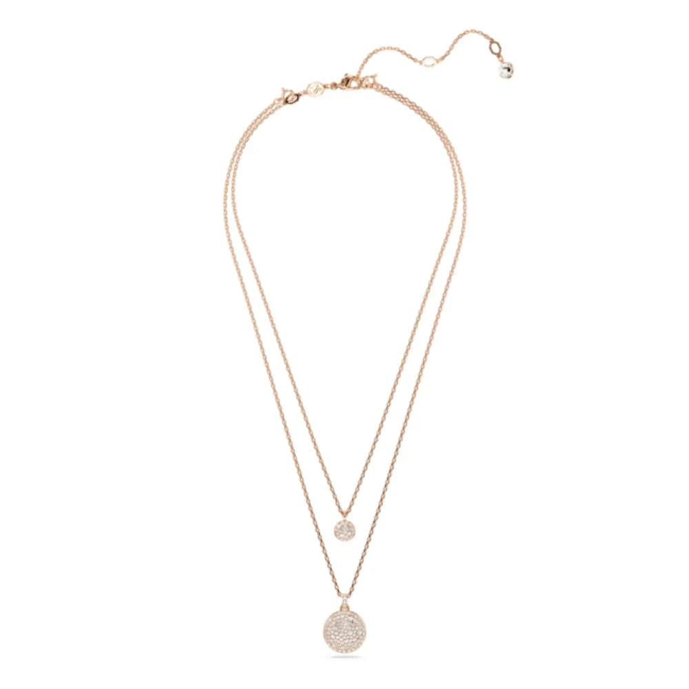 Swarovski Meteora layered pendant Necklace White, Rhodium plated