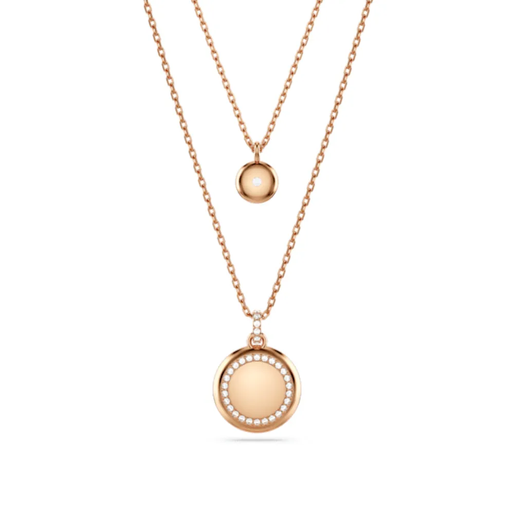 Swarovski Meteora layered pendant Necklace White, Rhodium plated