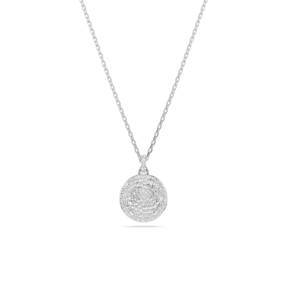 Swarovski Meteora layered pendant Necklace White, Rhodium plated
