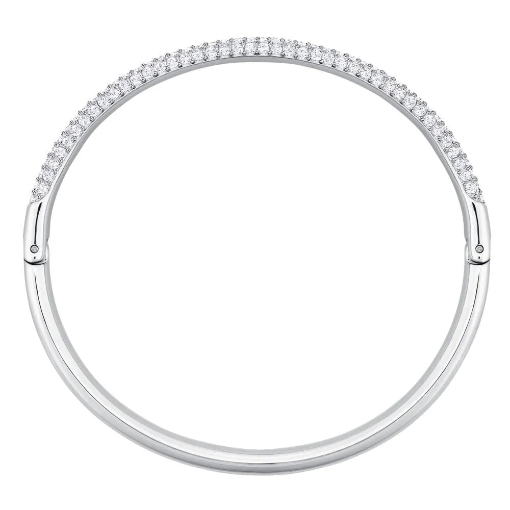 Swarovski Stone Bangle White, Rhodium Plated