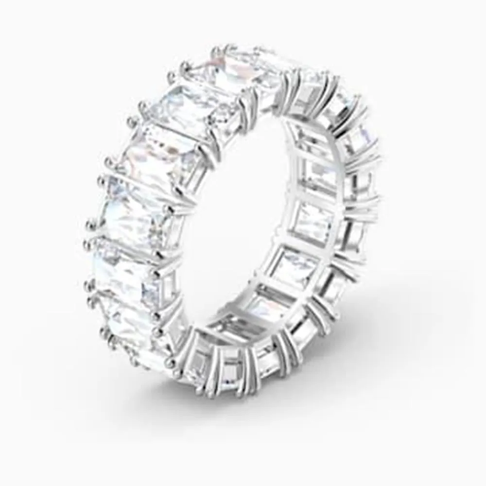 Swarovski Vittore Ring Rectangular Cut White Rhodium plated 58