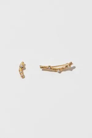 The Organic set 1 18K Gold Plated Studs w. Pearls