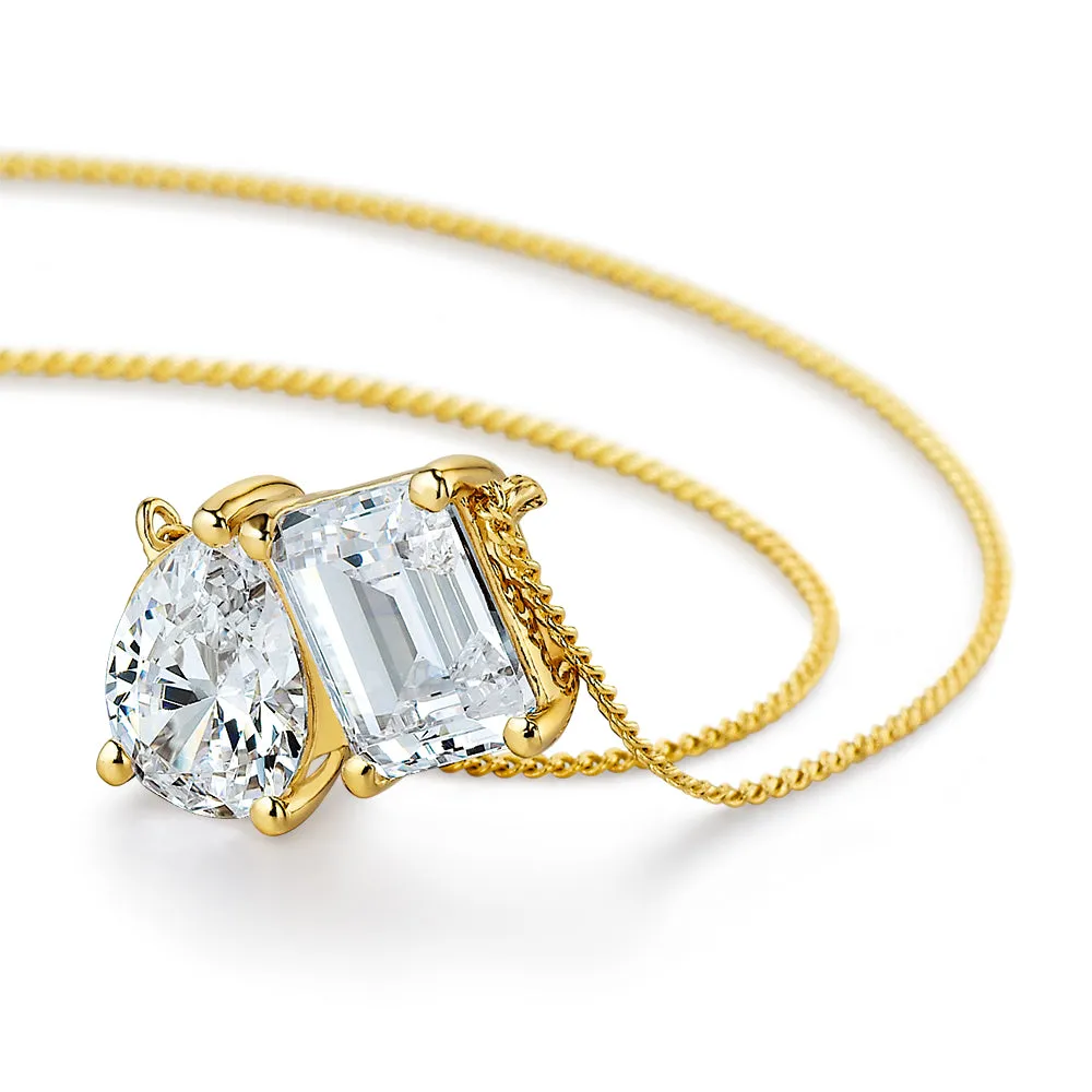 Toi et Moi Pear and Emerald Cut Necklace