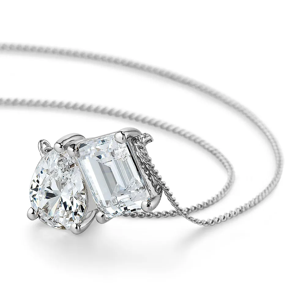 Toi et Moi Pear and Emerald Cut Necklace
