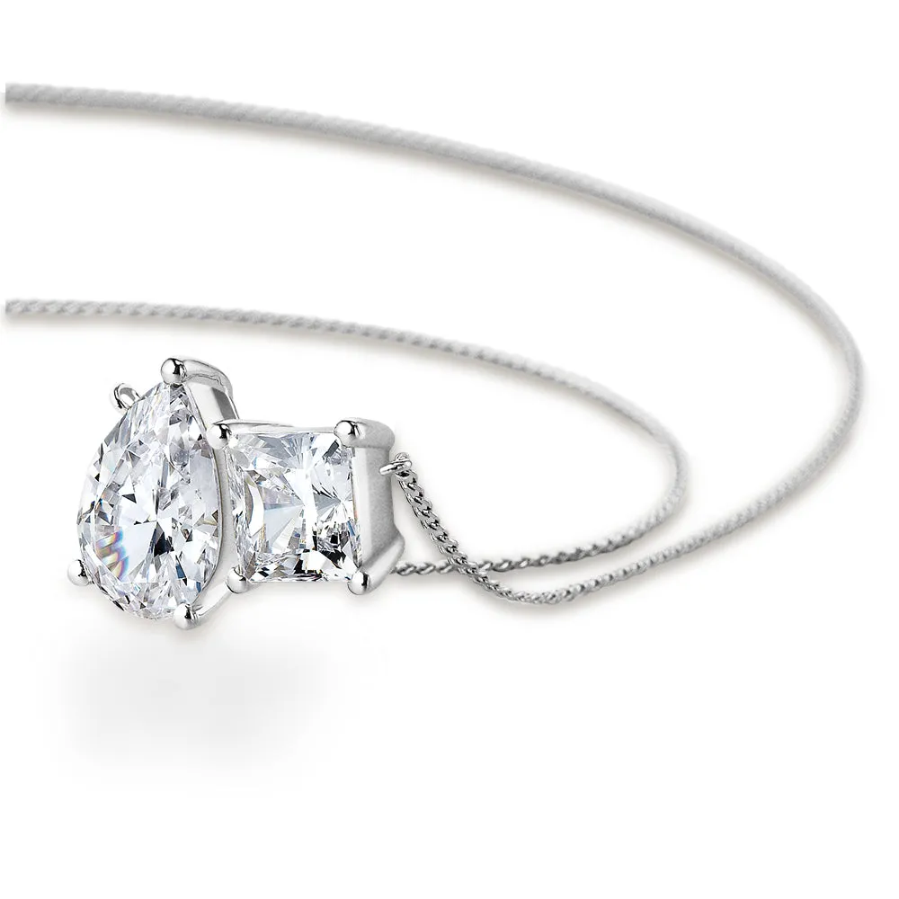 Toi et Moi Pear and Princess Cut Necklace