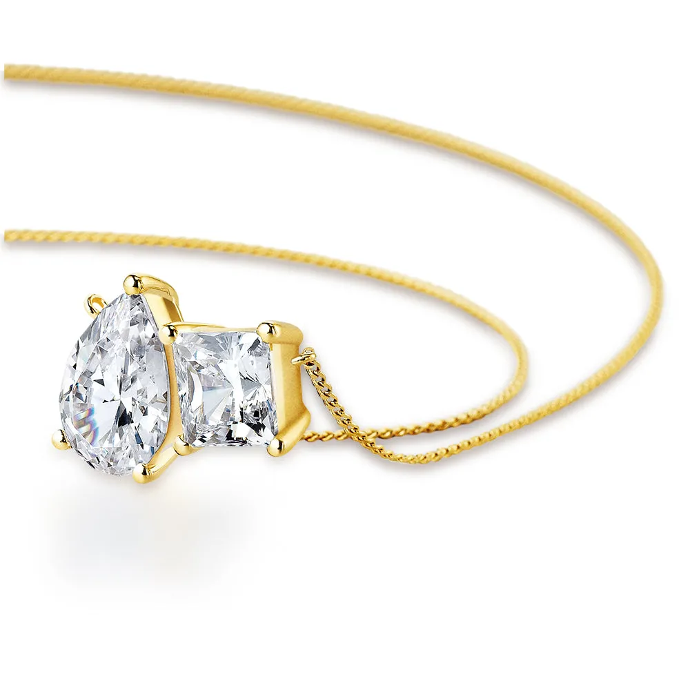 Toi et Moi Pear and Princess Cut Necklace