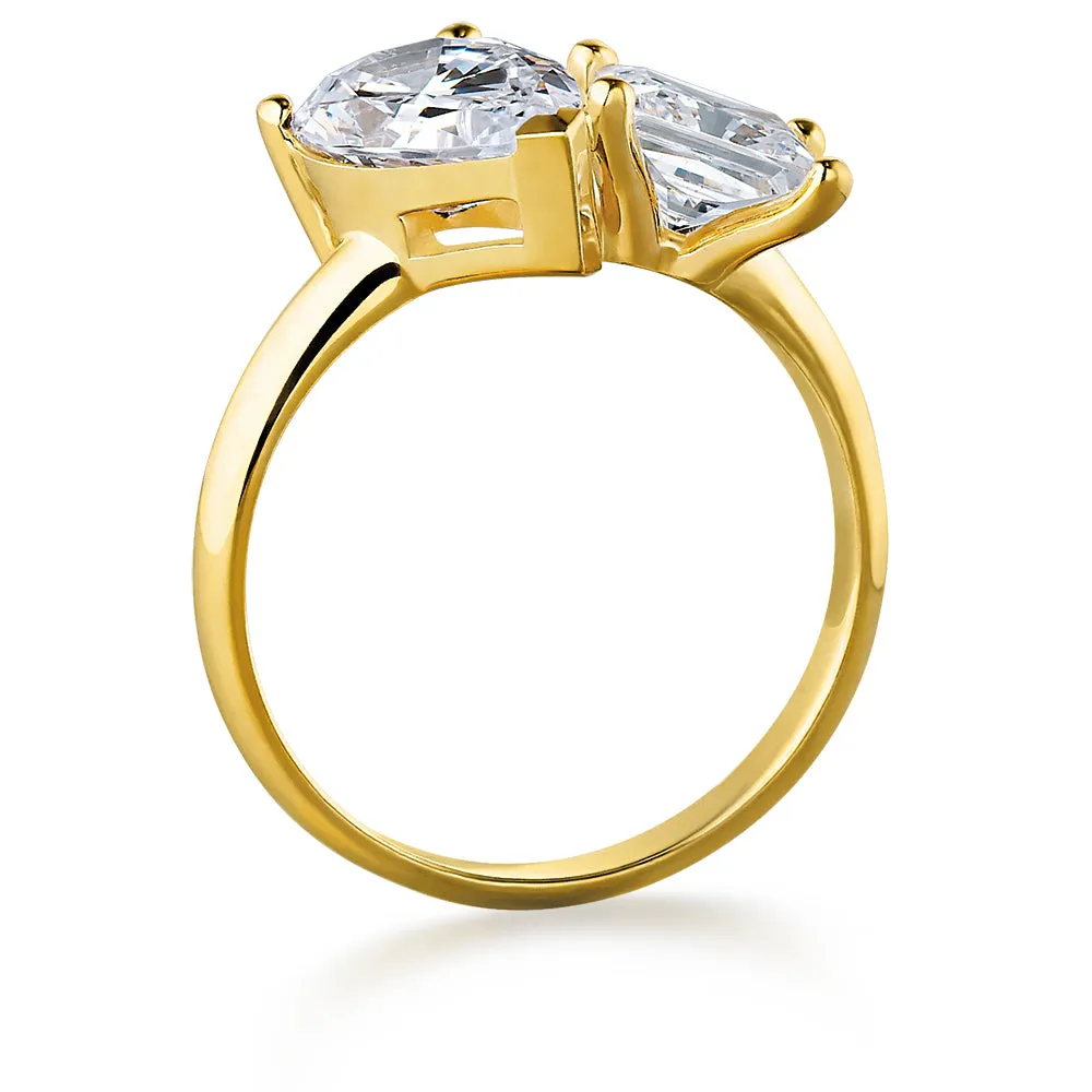 Toi et Moi Pear and Princess Cut Ring