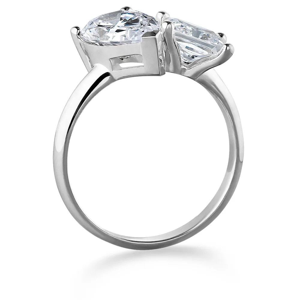 Toi et Moi Pear and Princess Cut Ring
