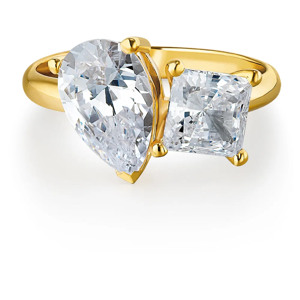 Toi et Moi Pear and Princess Cut Ring