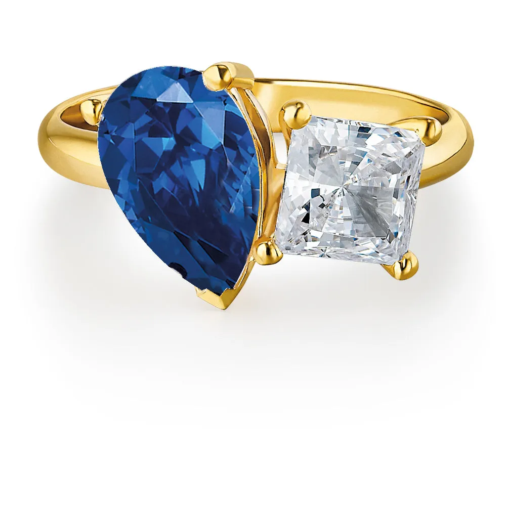 Toi et Moi Tru-Sapphire and Princess Cut Ring